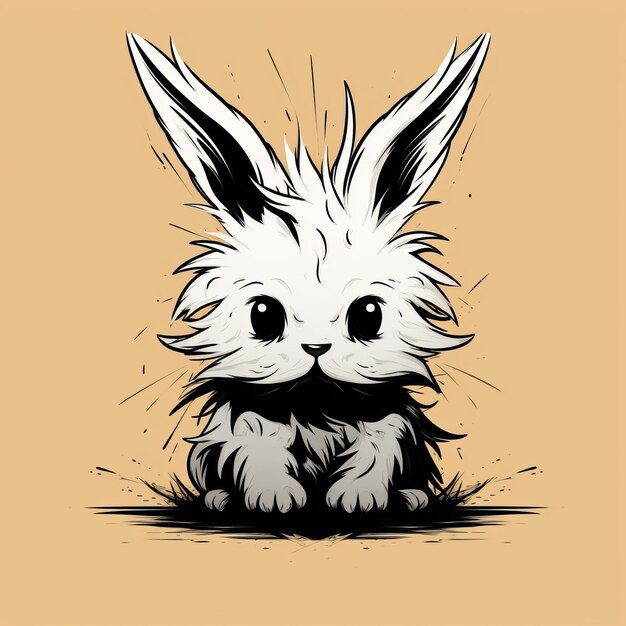 Lindo anime inspirado en conejos de dibujos animados de color blanco oscuro y ámbar