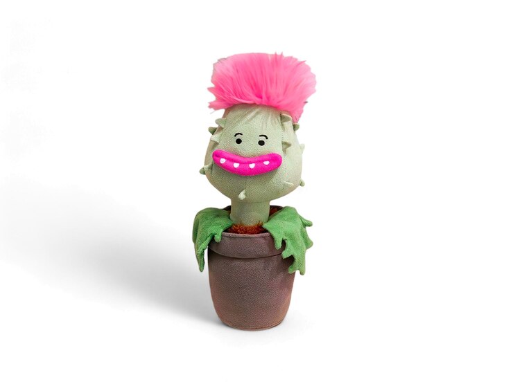 Foto lindo árbol de cactus relleno en una olla sobre un fondo blanco