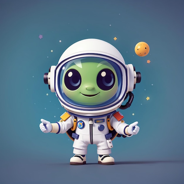 Lindo astronauta alienígena con un puñetazo icono vectorial de dibujos animados ilustración icono de tecnología científica aislado plano