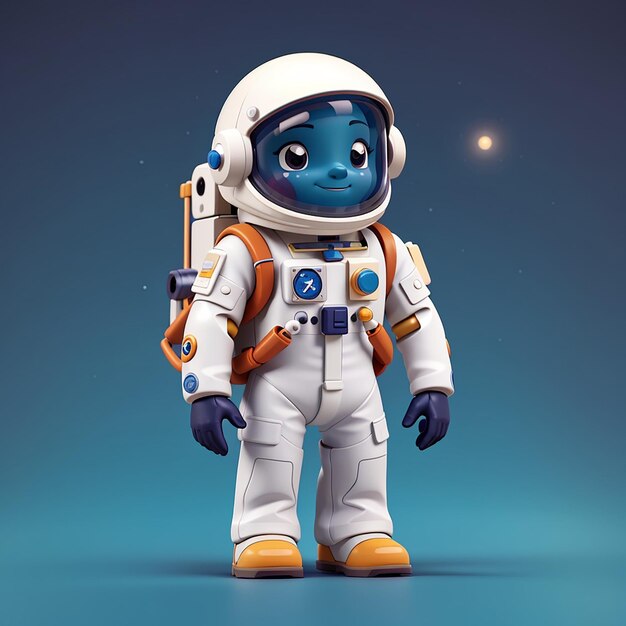 Lindo astronauta figura de acción juguete dibujos animados icono vectorial ilustración ciencia tecnología icono aislado