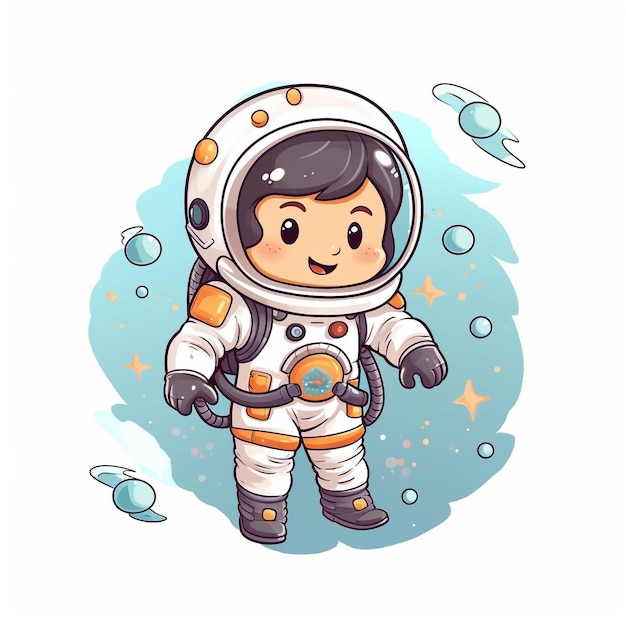 Foto el lindo astronauta kawaii en la página del libro