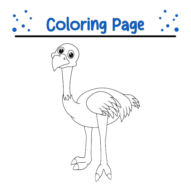 Lindo avestruz Página para colorear animales para niños