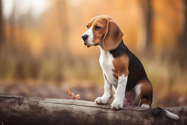 Foto el lindo beagle jugando al aire libre y copiando espacio