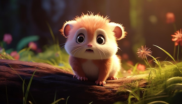 lindo bebé animal personaje colorido y lindo estilo pixar