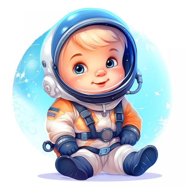 Lindo bebé astronauta ilustraciones clipart