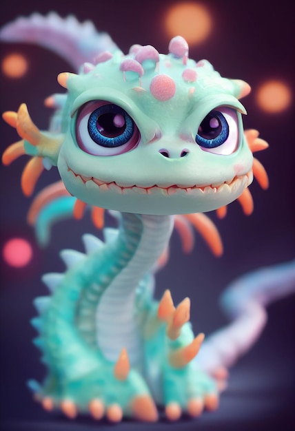 Lindo bebé dragón fantasma estilo pixar Generative Ai