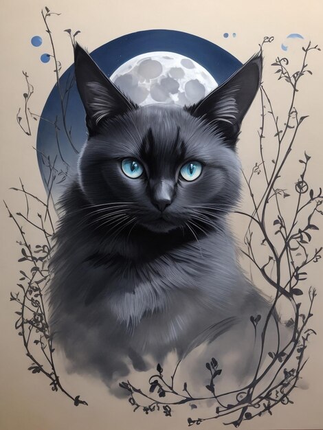 lindo bebé gato en la luna buenas noches y dulces sueños ilustración vectorial