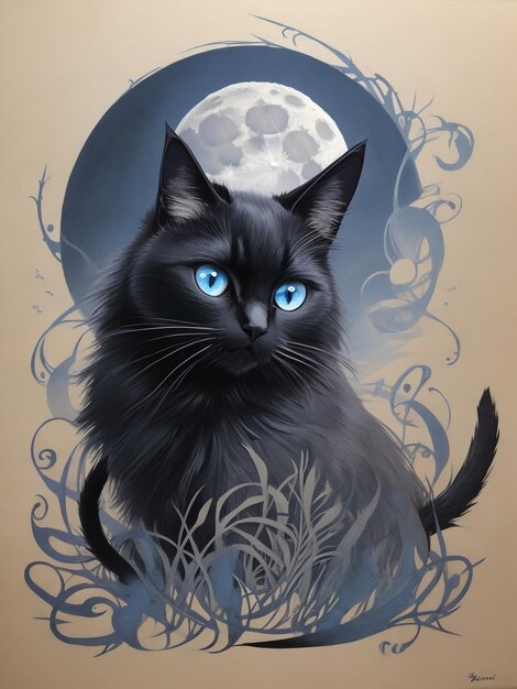 lindo bebé gato en la luna buenas noches y dulces sueños ilustración vectorial