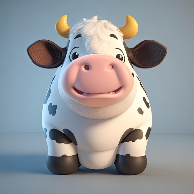 Lindo bebé gordo de vaca animal conlorful y realista en 3d