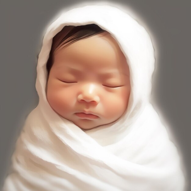 Foto lindo bebé recién nacido inspiración plegando una fotografía de manta