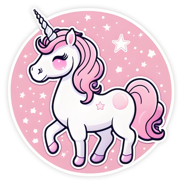 El lindo bebé unicornio rosado mágico