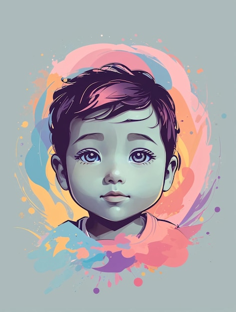 lindo, bebé, vector, en, pastel, ilustración