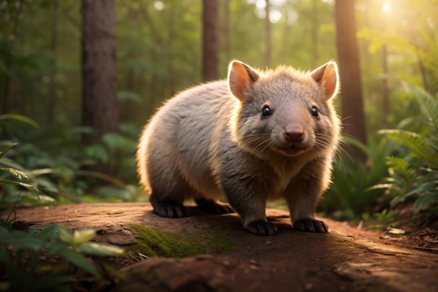 Foto un lindo bebé wombat animal feliz