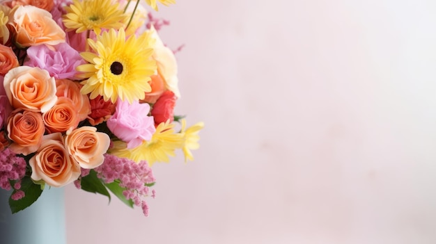 Lindo buquê de flores com espaço de cópia generativo ai