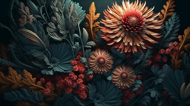 Lindo buquê de flores feito de papergenerative ai