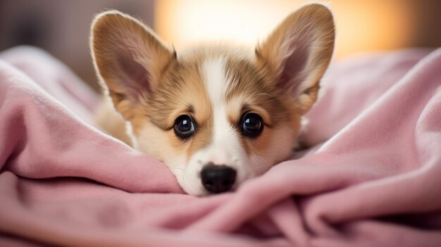 Lindo cachorrinho corgi Pembroke anda na coleira