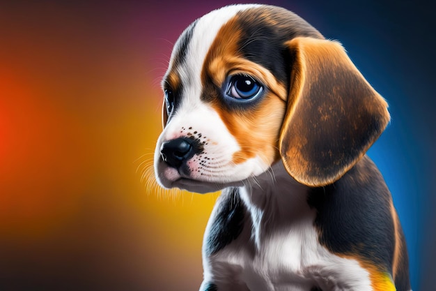 Lindo cachorro Beagle sobre un fondo de color