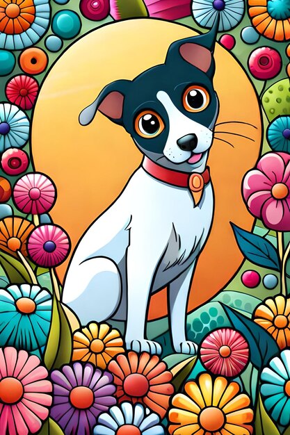 Lindo cachorro de dibujos animados y perro Illustraton