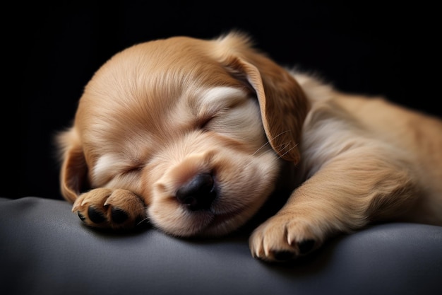 lindo cachorro durmiendo en un interior suave