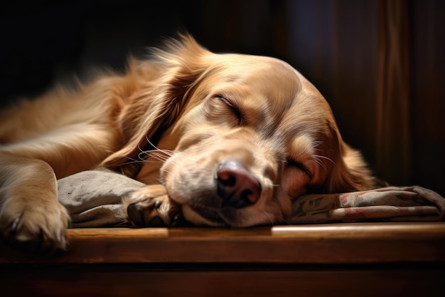 lindo cachorro durmiendo en un interior suave