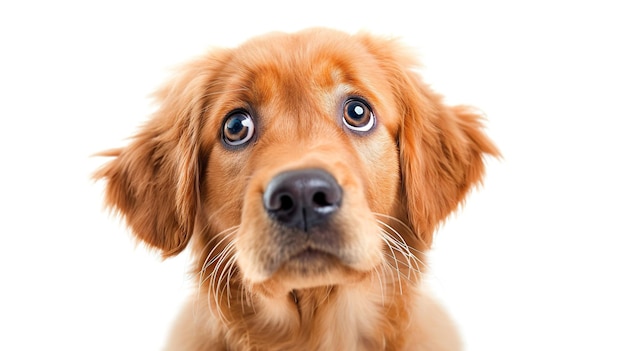 Lindo cachorro de golden retriever aislado en un fondo blancox9