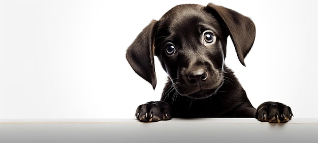 Foto un lindo cachorro haciendo un rompecabezas en un fondo blanco generativo ai