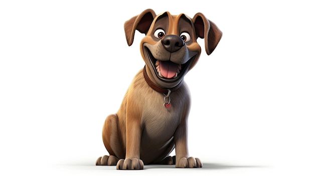 Lindo cachorro de mastín 3D estilo Pixar sobre un fondo blanco