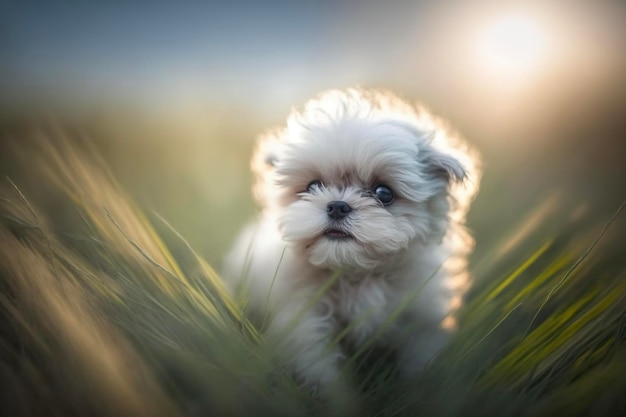 Lindo cachorro en la naturaleza