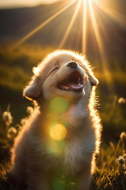 Lindo cachorro en la naturaleza