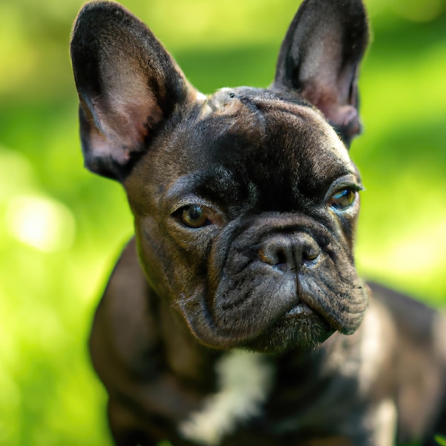 lindo cachorro de perro con hierba verde bokeh de fondo foto premium