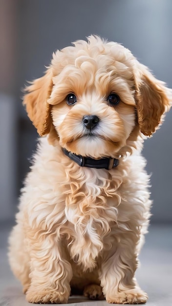 Un lindo cachorro de perro maltipoo posando aislado sobre un fondo blanco