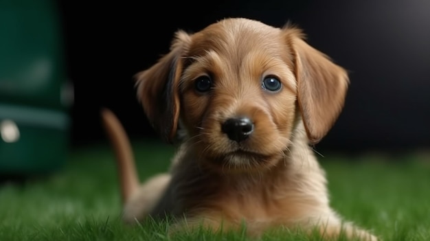 Lindo cachorro sentado acogedor adorable fotografía cinematográfica