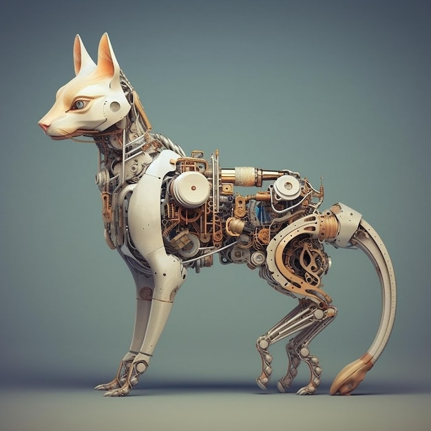 Lindo cão ciborgue animal 3D tecnologia moderna robô fotos Arte gerada por IA