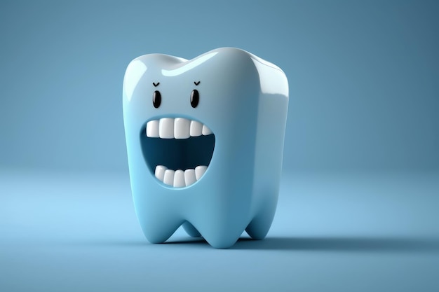 Lindo carátula de dientes 3D en azul y blanco perfecto para campañas odontológicas
