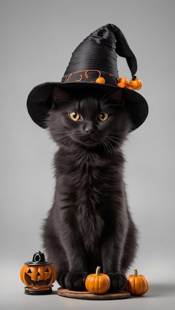 lindo, caricatura, halloween, gato negro