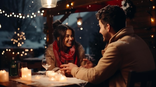 Lindo casal apaixonado tendo um jantar romântico à luz de velas em casa bebendo vinho brindando beijando Foto de alta qualidade