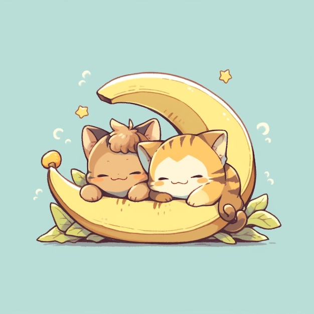 lindo casal gato com banana