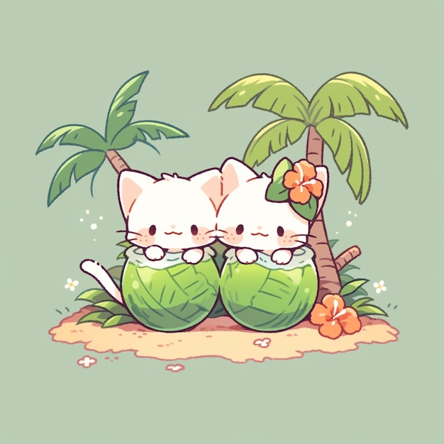 lindo casal gato com coco