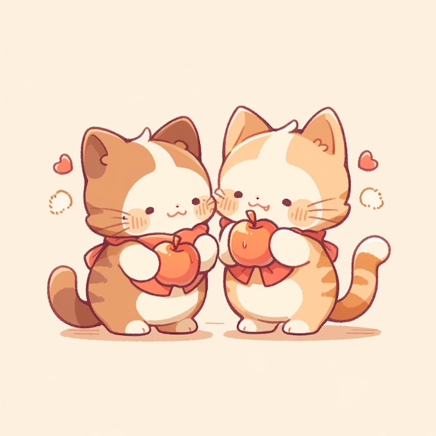 lindo casal gato com maçã