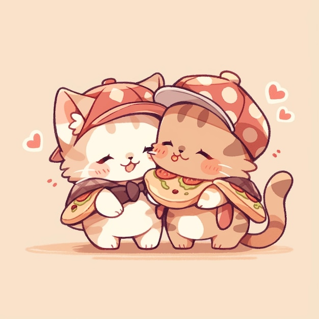 lindo casal gato com pizza