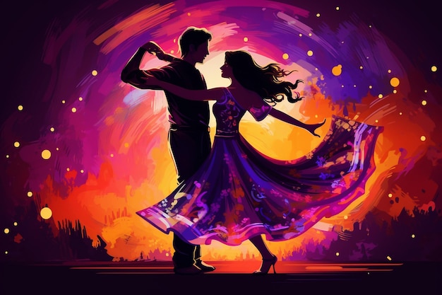 Foto lindo casal tocando dandiya no fundo da noite disco garba