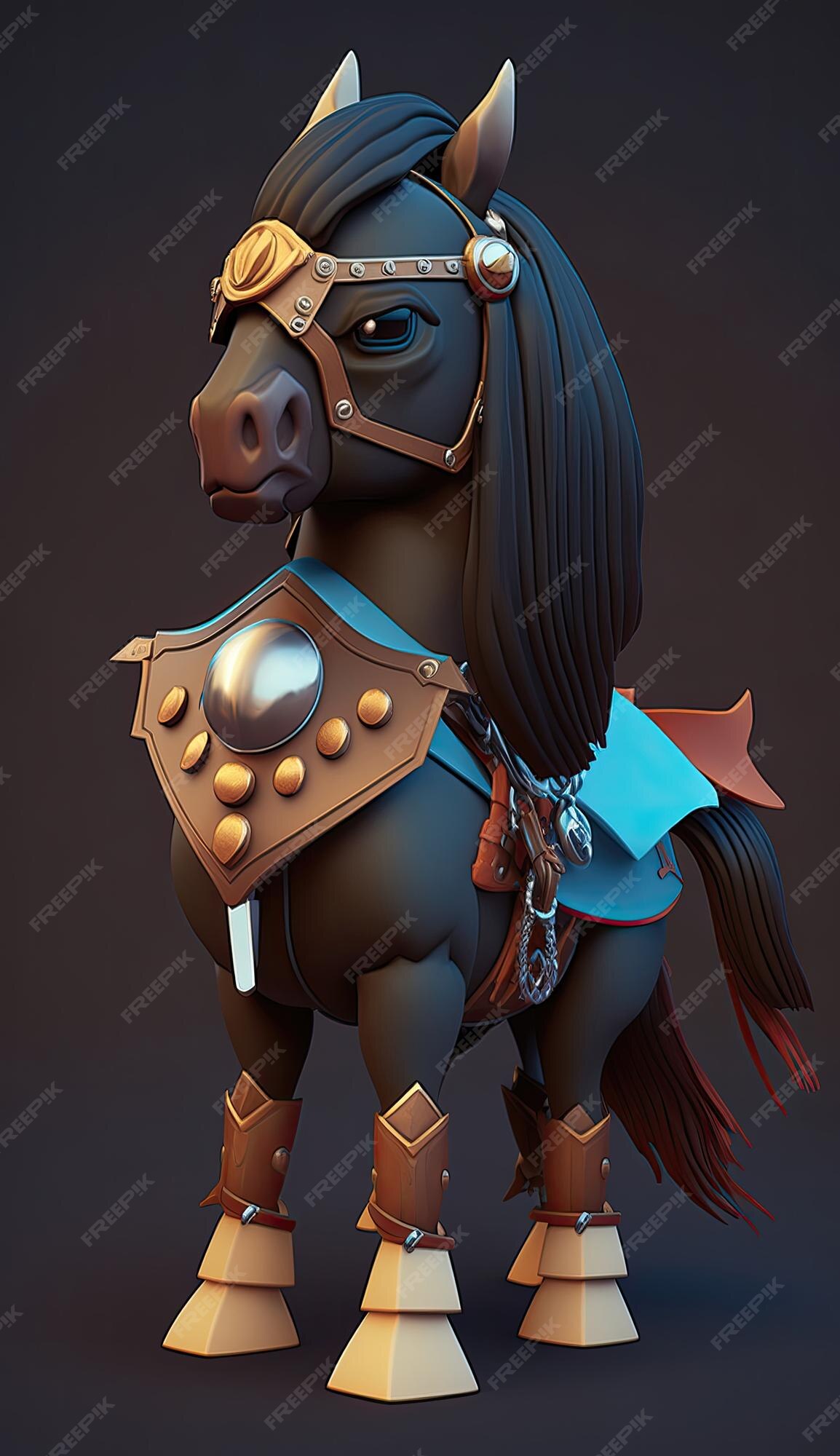 Lindo cavalo animal guerreiro 3d modelo de jogo generativo ia