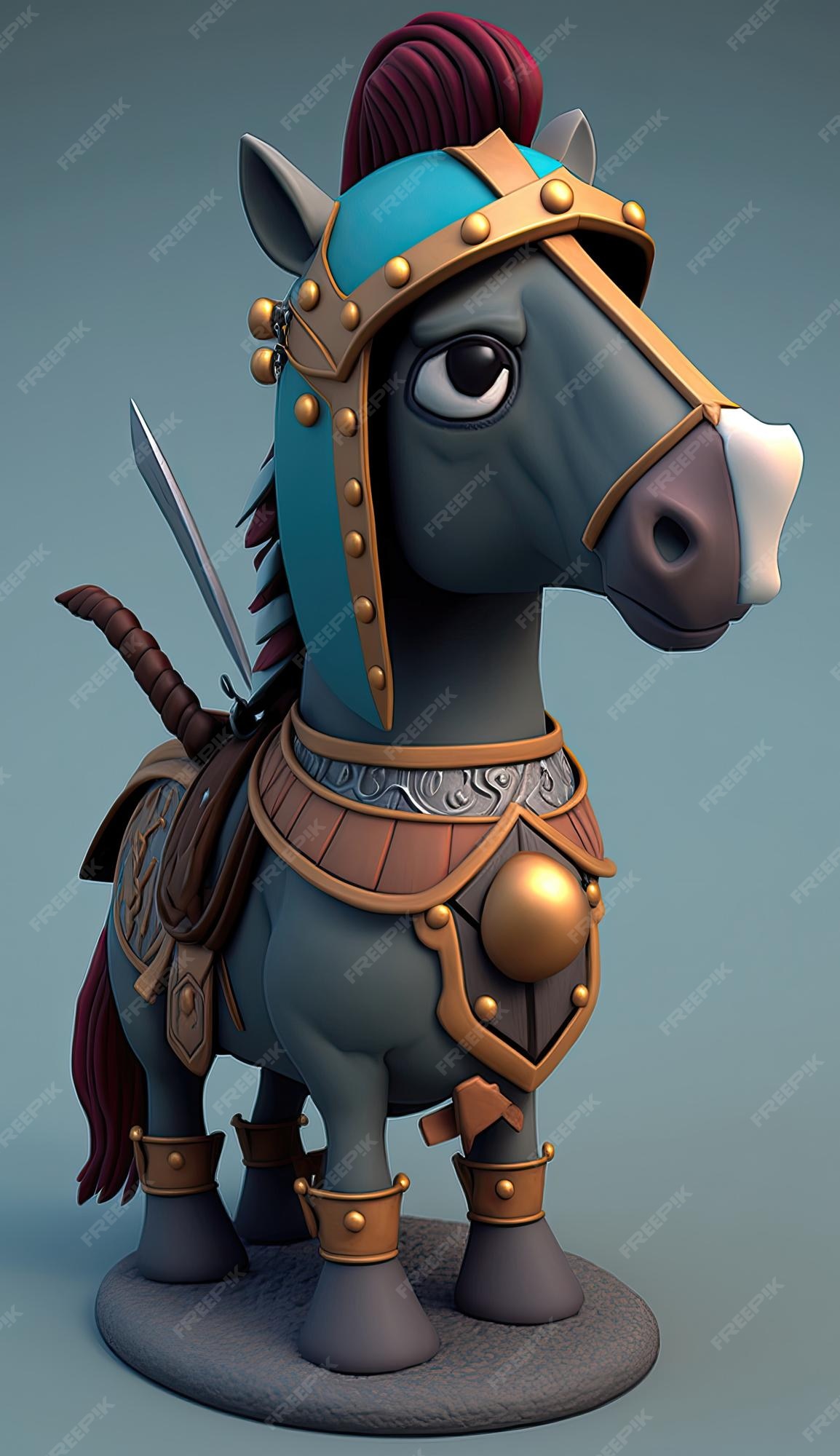 Lindo cavalo animal guerreiro 3d modelo de jogo generativo ia