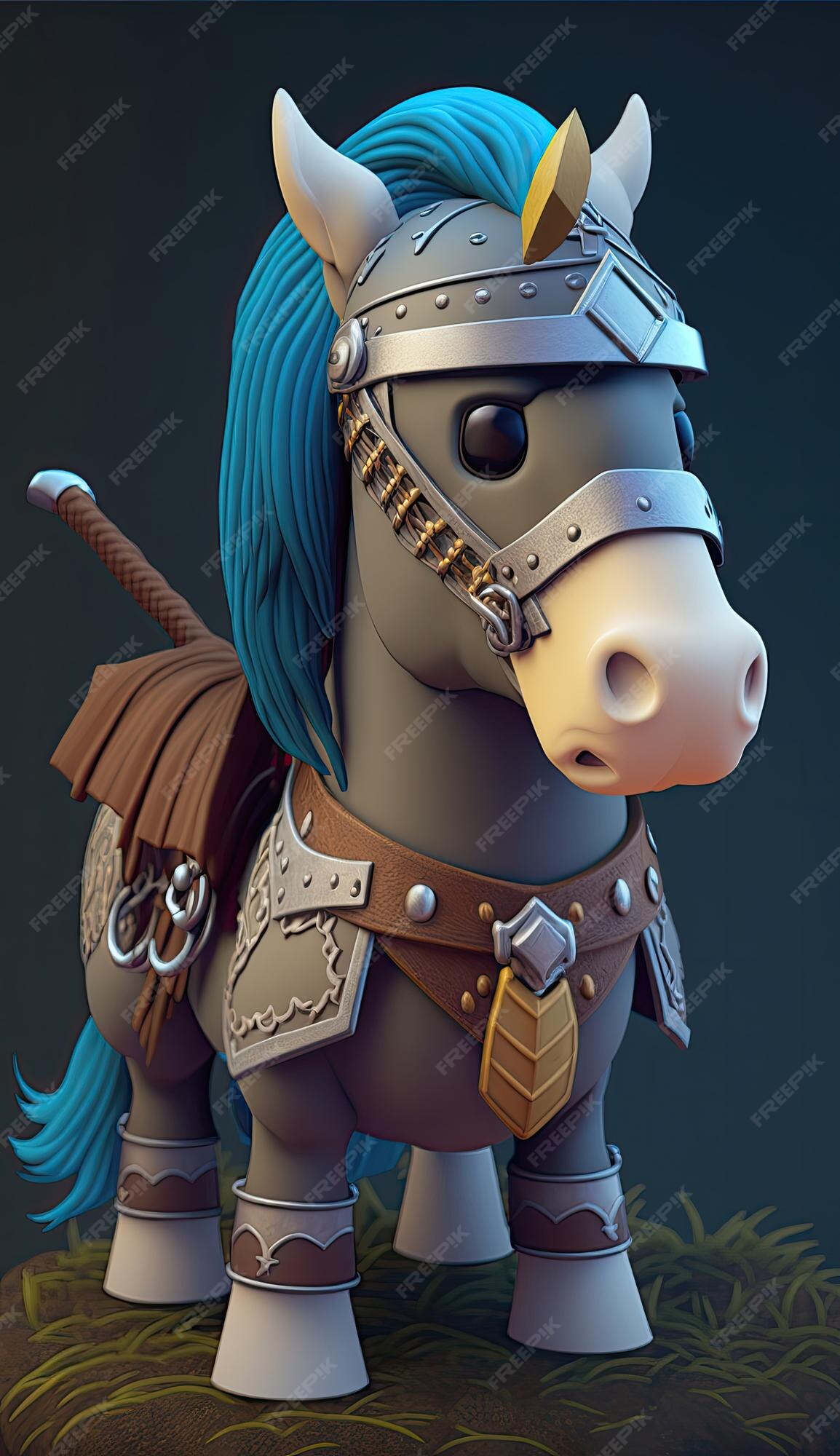 Lindo cavalo animal guerreiro 3d modelo de jogo generativo ia