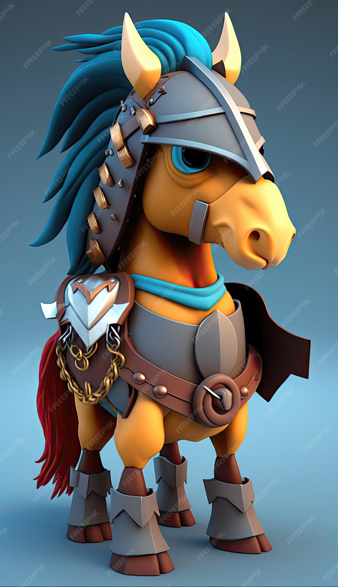 Lindo cavalo animal guerreiro 3d modelo de jogo generativo ia