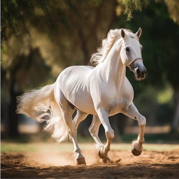 Lindo cavalo árabe em um belo fundo