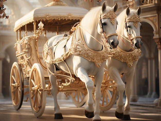 Foto lindo cavalo branco animal em arnês cavalo árabe em bela luz