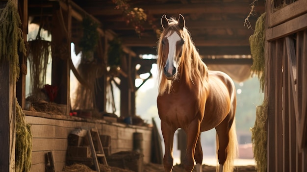 lindo cavalo marrom no ai generativo estável