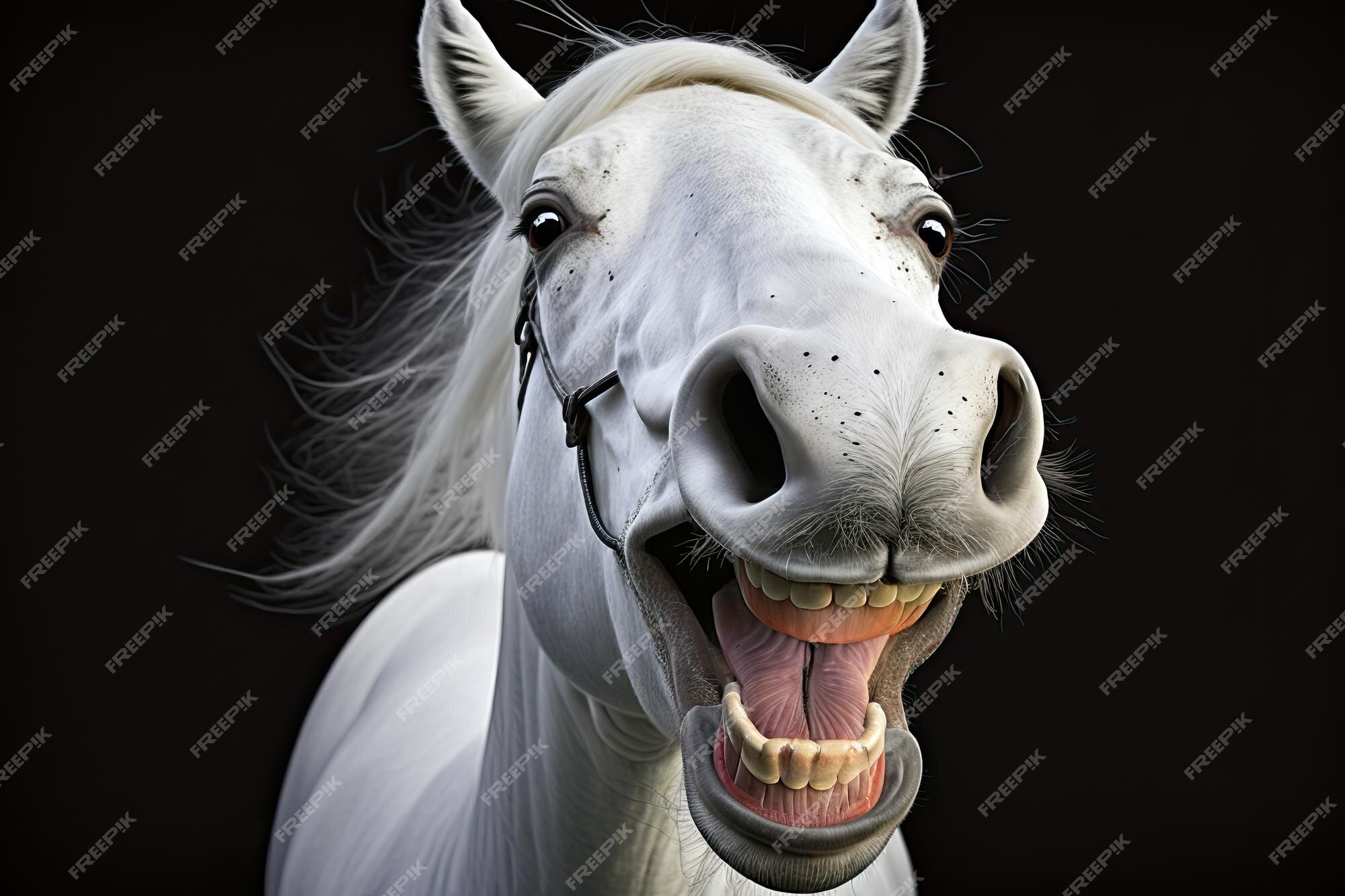 Feliz, Sorrindo, Cinzento, Latvian, Raça, Cavalo, Retrato Foto