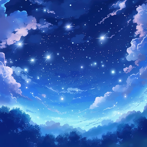 lindo céu noturno com estrelas ilustração infantil